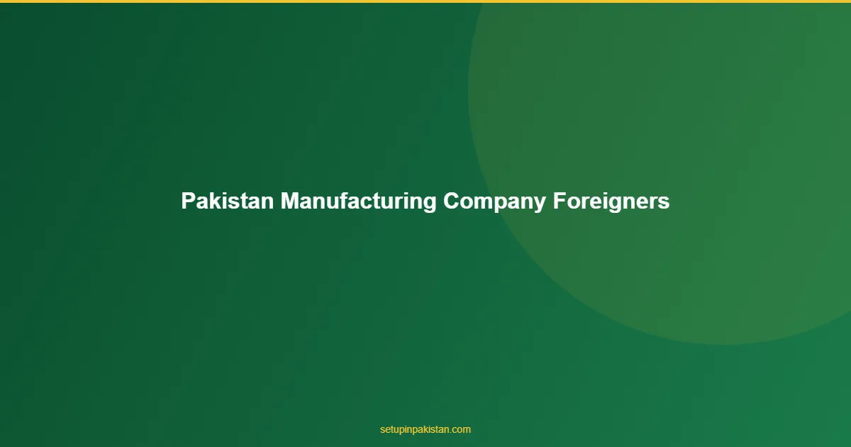 Pakistan Manufacturing Company for Foreigners — SEZ and BOI 1 Pakistan Manufacturing Company for Foreigners comprehensive guide visual