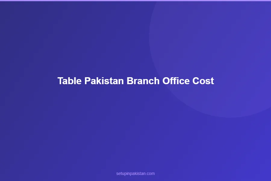 Pakistan Branch Office Registration Cost — Foreign Companies 2 Detailed pricing table for pakistan branch office registration cost
