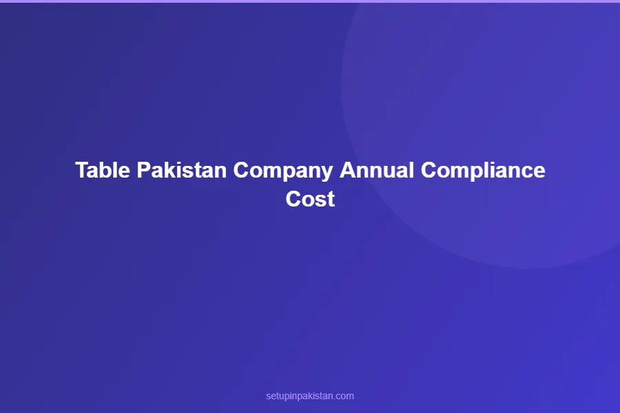 Pakistan Company Annual Compliance Cost — Foreign Investors 2 Detailed pricing table for pakistan company annual compliance cost